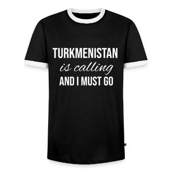 Turkménistan - T-shirt contrasté Homme - noir/blanc - Devant - AI Model Female 172 light (172cm) & AI Model Male 178 light (178cm)