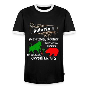 Taureau et ours les animaux du marché boursier et des actions - T-shirt contrasté Homme - noir/blanc - Devant - AI Model Female 172 light (172cm) & AI Model Male 178 light (178cm)