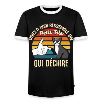 petit fils cadeau propriétaire chats lunettes cool - T-shirt contrasté Homme - noir/blanc - Devant - AI Model Female 172 light (172cm) & AI Model Male 178 light (178cm)