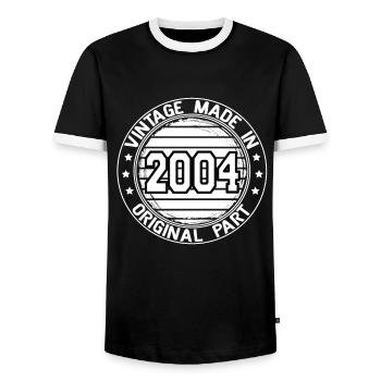 Vintage Made In 2004 Original Part Birthday 2004 - Men's Ringer Shirt - black/white - Front - AI Model Female 172 light (172cm) & AI Model Male 178 light (178cm)