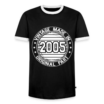 Vintage Made In 2005 Original Part Geburtstag 2005 - Männer Kontrast-T-Shirt - Schwarz/Weiß - Vorne - AI Model Female 172 light (172cm) & AI Model Male 178 light (178cm)