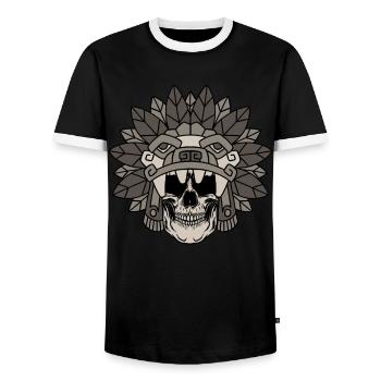 Quetzalcoatl Aztec Gothic Skull Goth Maya Inca G - T-shirt contrasté Homme - noir/blanc - Devant - AI Model Female 172 light (172cm) & AI Model Male 178 light (178cm)