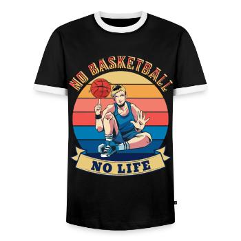No Basketball No Life Summer Design - Men's Ringer Shirt - black/white - Front - AI Model Female 172 light (172cm) & AI Model Male 178 light (178cm)