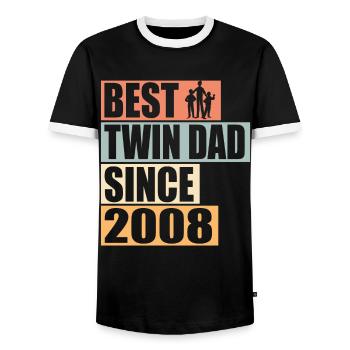 Zwillinge Vater Zwillingsvater seit 2008 - Männer Kontrast-T-Shirt - Schwarz/Weiß - Vorne - AI Model Female 172 light (172cm) & AI Model Male 178 light (178cm)