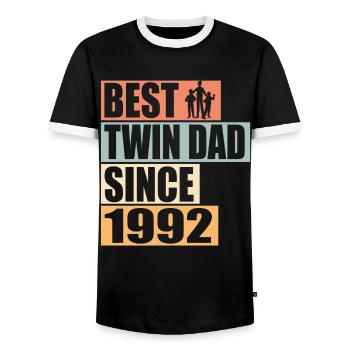 Zwillinge Vater Zwillingsvater seit 1992 - Männer Kontrast-T-Shirt - Schwarz/Weiß - Vorne - AI Model Female 172 light (172cm) & AI Model Male 178 light (178cm)