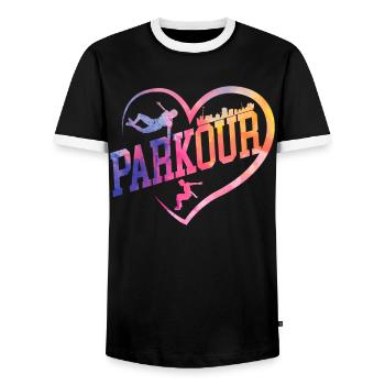 Parkour Free Running Traceur Girl - Männer Kontrast-T-Shirt - Schwarz/Weiß - Vorne - AI Model Female 172 light (172cm) & AI Model Male 178 light (178cm)