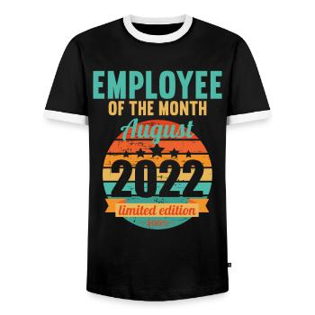 Mitarbeiter des Monats August 2022 - Männer Kontrast-T-Shirt - Schwarz/Weiß - Vorne - AI Model Female 172 light (172cm) & AI Model Male 178 light (178cm)
