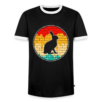Hase Retro - Männer Kontrast-T-Shirt - Schwarz/Weiß - Vorne - AI Model Female 172 light (172cm) & AI Model Male 178 light (178cm)