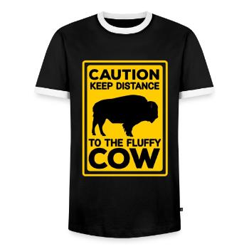 Bison Buffalo Water Buffalo National Park - Men's Ringer Shirt - black/white - Front - AI Model Female 172 light (172cm) & AI Model Male 178 light (178cm)