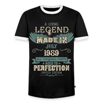 Juillet 1959 Vintage Anniversaire - T-shirt contrasté Homme - noir/blanc - Devant - AI Model Female 172 light (172cm) & AI Model Male 178 light (178cm)