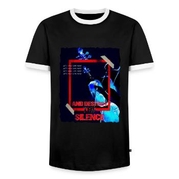 Geige Design im grunge Punk Look Geigenspieler - Männer Kontrast-T-Shirt - Schwarz/Weiß - Vorne - AI Model Female 172 light (172cm) & AI Model Male 178 light (178cm)