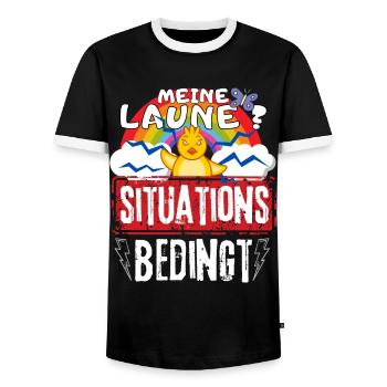 miese Laune Choleriker und Stimmungsschwankungen - Männer Kontrast-T-Shirt - Schwarz/Weiß - Vorne - AI Model Female 172 light (172cm) & AI Model Male 178 light (178cm)