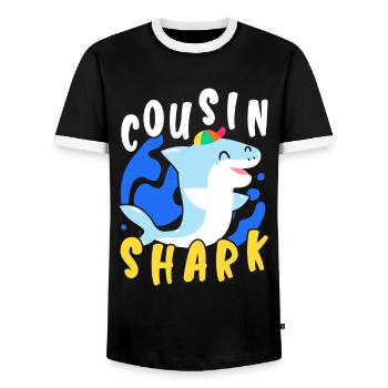 Cousin Shark Lover Biologie marine Animal marin - T-shirt contrasté Homme - noir/blanc - Devant - AI Model Female 172 light (172cm) & AI Model Male 178 light (178cm)