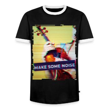 Geige Design im grunge Punk Look Geigenspieler - Männer Kontrast-T-Shirt - Schwarz/Weiß - Vorne - AI Model Female 172 light (172cm) & AI Model Male 178 light (178cm)
