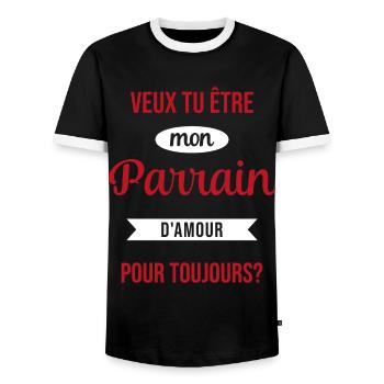 Veux Tu Être Mon Parrain d'amour pour toujours - T-shirt contrasté Homme - noir/blanc - Devant - AI Model Female 172 light (172cm) & AI Model Male 178 light (178cm)