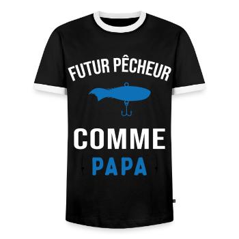 Futur pêcheur comme papa humour cadeau pêcheur - T-shirt contrasté Homme - noir/blanc - Devant - AI Model Female 172 light (172cm) & AI Model Male 178 light (178cm)