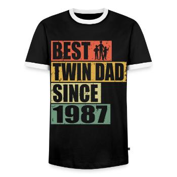 Zwillinge Vater Zwillingsvater seit 1987 - Männer Kontrast-T-Shirt - Schwarz/Weiß - Vorne - AI Model Female 172 light (172cm) & AI Model Male 178 light (178cm)