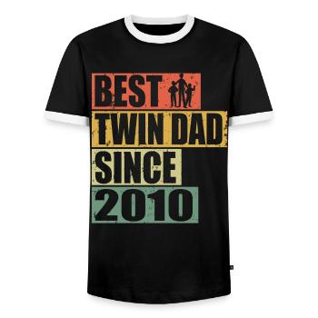 Zwillinge Vater Zwillingsvater seit 2010 - Männer Kontrast-T-Shirt - Schwarz/Weiß - Vorne - AI Model Female 172 light (172cm) & AI Model Male 178 light (178cm)