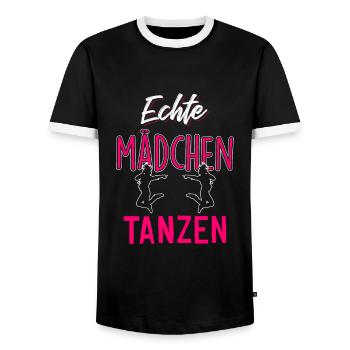Echte Mädchen tanzen - Männer Kontrast-T-Shirt - Schwarz/Weiß - Vorne - AI Model Female 172 light (172cm) & AI Model Male 178 light (178cm)