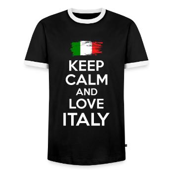 Keep Calm and love Italy - Men's Ringer Shirt - black/white - Front - AI Model Female 172 light (172cm) & AI Model Male 178 light (178cm)