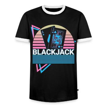 Blackjack Pik Bube Casino Spieler Glücksspiel Gesc - Männer Kontrast-T-Shirt - Schwarz/Weiß - Vorne - AI Model Female 172 light (172cm) & AI Model Male 178 light (178cm)