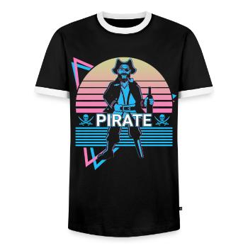 Pirate Rétro Cadeau - T-shirt contrasté Homme - noir/blanc - Devant - AI Model Female 172 light (172cm) & AI Model Male 178 light (178cm)