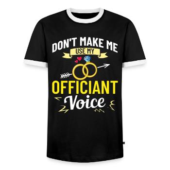 Trauungsleiter Eheoffizier Priester Pfarrer Ehe - Männer Kontrast-T-Shirt - Schwarz/Weiß - Vorne - AI Model Female 172 light (172cm) & AI Model Male 178 light (178cm)