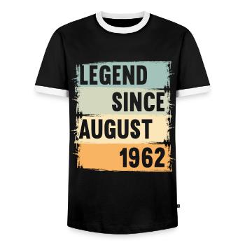 Born August 1962 60 years 60s 60th birthday - Men's Ringer Shirt - black/white - Front - AI Model Female 172 light (172cm) & AI Model Male 178 light (178cm)