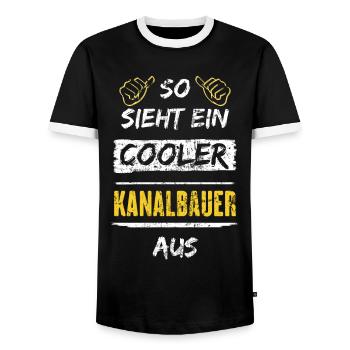 So Sieht Ein Cooler Kanalbauer Aus Arbeitsshirt - Männer Kontrast-T-Shirt - Schwarz/Weiß - Vorne - AI Model Female 172 light (172cm) & AI Model Male 178 light (178cm)
