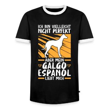 Mein Galgo Espanol liebt mich - Männer Kontrast-T-Shirt - Schwarz/Weiß - Vorne - AI Model Female 172 light (172cm) & AI Model Male 178 light (178cm)