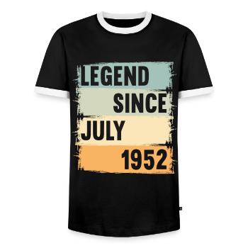 Born July 1952 70 years 70s 70th birthday - Men's Ringer Shirt - black/white - Front - AI Model Female 172 light (172cm) & AI Model Male 178 light (178cm)
