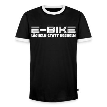E-Bike Smile au lieu de Panting Pedelec E-Bike - T-shirt contrasté Homme - noir/blanc - Devant - AI Model Female 172 light (172cm) & AI Model Male 178 light (178cm)