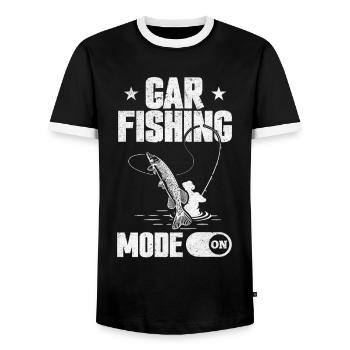 Garfish Garfishing I Gar Fishing Mode on Garfish - Men's Ringer Shirt - black/white - Front - AI Model Female 172 light (172cm) & AI Model Male 178 light (178cm)