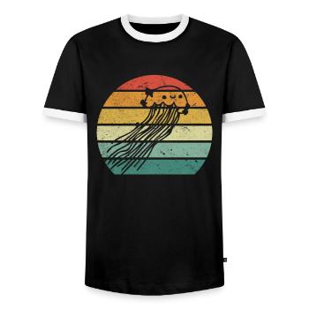Jellyfish Lover Jellyfish Retro Qualle - Männer Kontrast-T-Shirt - Schwarz/Weiß - Vorne - AI Model Female 172 light (172cm) & AI Model Male 178 light (178cm)