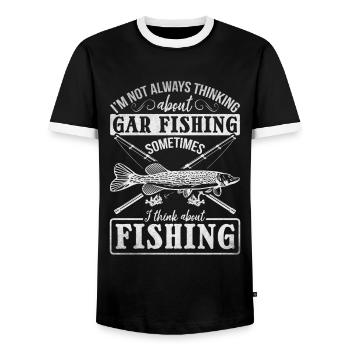 Funny Garfishing I don't always think about - Men's Ringer Shirt - black/white - Front - AI Model Female 172 light (172cm) & AI Model Male 178 light (178cm)