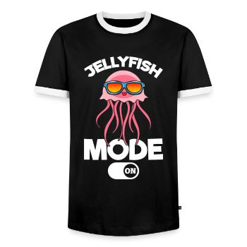 Jellyfish Mode on Cool Jellyfish with Sunglasses - Men's Ringer Shirt - black/white - Front - AI Model Female 172 light (172cm) & AI Model Male 178 light (178cm)