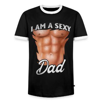 Sexy Daddy Father's Day Ideas I'm a Sexy Dad - Men's Ringer Shirt - black/white - Front - AI Model Female 172 light (172cm) & AI Model Male 178 light (178cm)