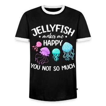 Qualle macht mich glücklich du nicht so sehr ich - Männer Kontrast-T-Shirt - Schwarz/Weiß - Vorne - AI Model Female 172 light (172cm) & AI Model Male 178 light (178cm)