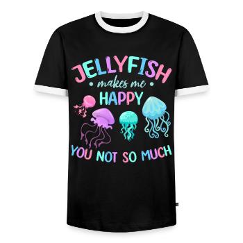 Qualle macht mich glücklich du nicht so sehr ich - Männer Kontrast-T-Shirt - Schwarz/Weiß - Vorne - AI Model Female 172 light (172cm) & AI Model Male 178 light (178cm)
