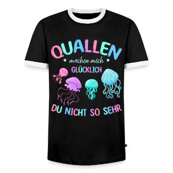 Quallen machen mich glücklich Du nicht so sehr I - Männer Kontrast-T-Shirt - Schwarz/Weiß - Vorne - AI Model Female 172 light (172cm) & AI Model Male 178 light (178cm)