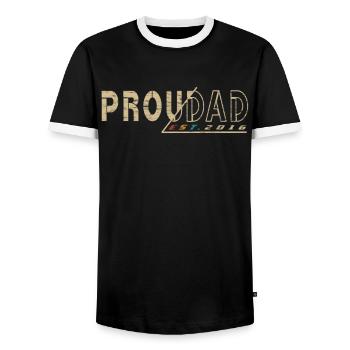 Proudad Proud Father 2016 Cadeau de la fête des pères - T-shirt contrasté Homme - noir/blanc - Devant - AI Model Female 172 light (172cm) & AI Model Male 178 light (178cm)