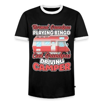 Grandpas Play Bingo Cool Grandpas Driving Motorhome - Men's Ringer Shirt - black/white - Front - AI Model Female 172 light (172cm) & AI Model Male 178 light (178cm)