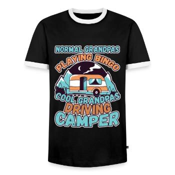 Grandpas Play Bingo Cool Grandpas Driving Motorhome - Men's Ringer Shirt - black/white - Front - AI Model Female 172 light (172cm) & AI Model Male 178 light (178cm)