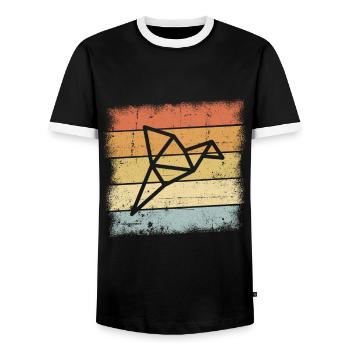 Origami Oiseau - T-shirt contrasté Homme - noir/blanc - Devant - AI Model Female 172 light (172cm) & AI Model Male 178 light (178cm)