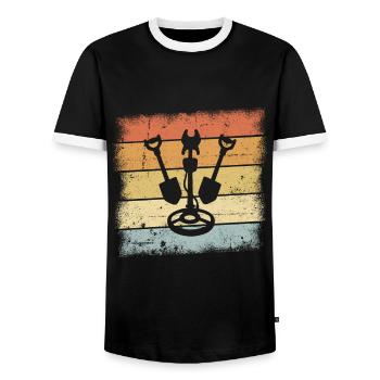 Détecteur de métaux - T-shirt contrasté Homme - noir/blanc - Devant - AI Model Female 172 light (172cm) & AI Model Male 178 light (178cm)
