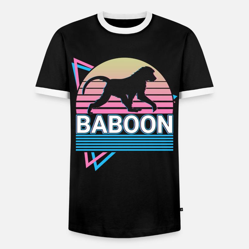 Baboon Retro Gift - Men's Ringer Shirt - black/white