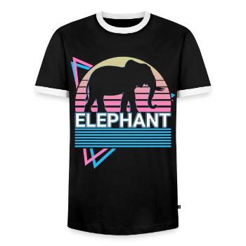 Elefant Retro Geschenk - Männer Kontrast-T-Shirt - Schwarz/Weiß - Vorne - AI Model Female 172 light (172cm) & AI Model Male 178 light (178cm)