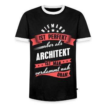 Niemand ist Perfekt Architekt Kollegen Geschenk - Männer Kontrast-T-Shirt - Schwarz/Weiß - Vorne - AI Model Female 172 light (172cm) & AI Model Male 178 light (178cm)