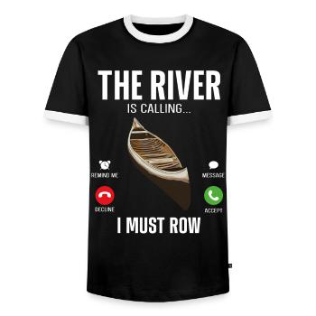 Canoe Canoeing Vintage Phone - Männer Kontrast-T-Shirt - Schwarz/Weiß - Vorne - AI Model Female 172 light (172cm) & AI Model Male 178 light (178cm)
