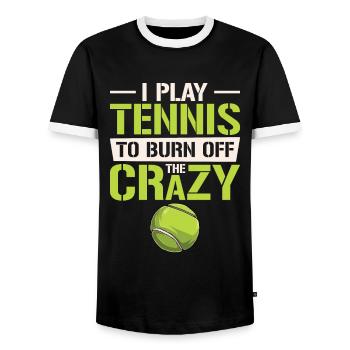 Joueur de tennis Raquette de tennis Balle de tennis - T-shirt contrasté Homme - noir/blanc - Devant - AI Model Female 172 light (172cm) & AI Model Male 178 light (178cm)